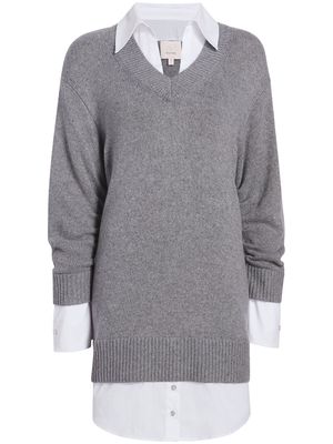 Cinq A Sept spread-collar knitted mini dress - Grey