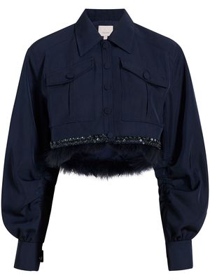 Cinq A Sept Suvi spread-collar cropped jacket - Blue