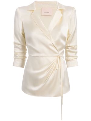 Cinq A Sept wrap-design silk blouse - White