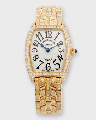Cintree Curvex 18K Yellow Gold Diamond Pave Bracelet Watch