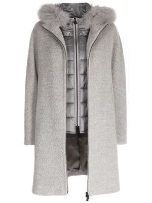 Cinzia Rocca feather-trim layered coat - Grey