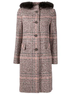 Cinzia Rocca plaid-check print hooded coat - Brown