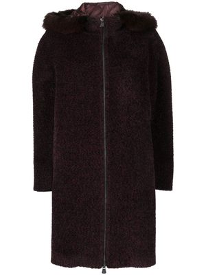 Cinzia Rocca zip-up hooded wool coat - Red