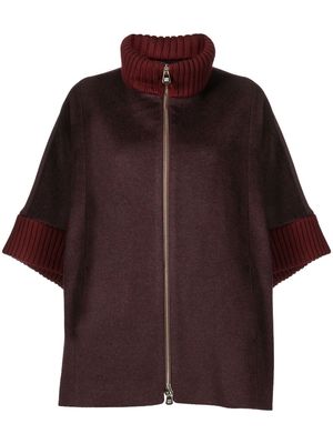 Cinzia Rocca zip-up wool cape - Red