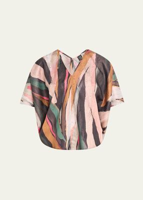 Circle Abstract Metallic Jacquard Top