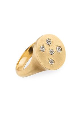 Circle Of 5TH'S 18K Yellow Gold & Diamond Signet Ring