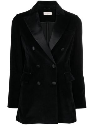 Circolo 1901 satin-lapel velvet double-breasted blazer - Black