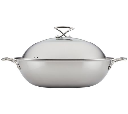 Circulon Clad Nonstick SteelShield 14in Silver Covered Wok