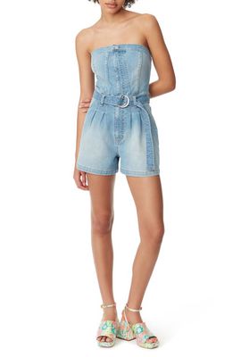 Circus NY Belted Strapless Denim Romper in Crystal Ball