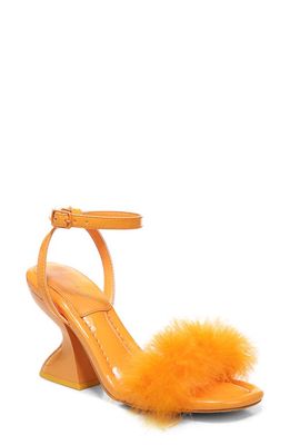 Circus NY Brenna Feather Ankle Strap Sandal in Citrus Orange