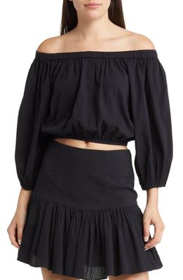 Circus NY Caelap Off the Shoulder Cotton Crop Top in Anthracite