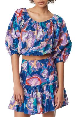 Circus NY Caelap Print Off the Shoulder Crop Top in Flower Dye - Fairy Wren
