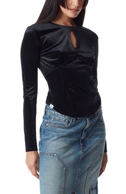 Circus NY Devyn Long Sleeve Velvet Top in Anthracite