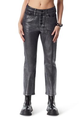 Circus NY Exposed Button High Waist Ankle Slim Straight Leg Jeans in House Of Mirrors