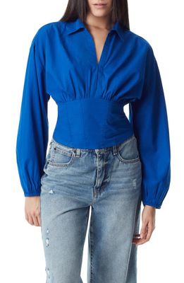 Circus NY Karla Fitted Cotton Shirt in Surf The Web