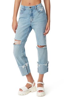 Circus NY Relaxed High Waist Ripped Cuff Straight Leg Jeans in Rope Walk