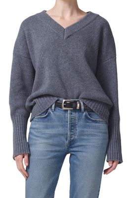 Citizens of Humanity Ana V-Neck Wool Blend Sweater in Heather
