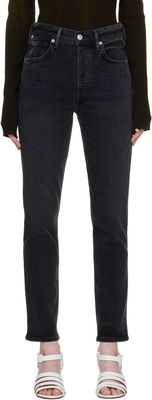 Citizens of Humanity Black High-Rise Straight Jeans