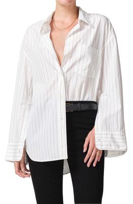 Citizens of Humanity Cocoon Stripe Button-Up Shirt in Bitter Chocolate Stripe