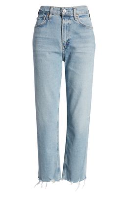 Citizens of Humanity Daphne High Waist Raw Hem Crop Stovepipe Jeans in Checkmate