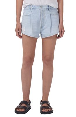 Citizens of Humanity Franca Pleated Super High Waist Baggy Denim Shorts in Serenade