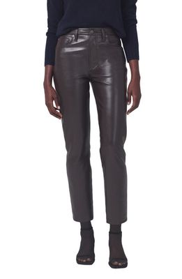 Citizens of Humanity Jolene Slim Fit High Waist Recycled Leather Pants in Chocolate Torte