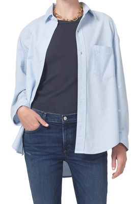 Citizens of Humanity Kayla Oversize Button-Up Shirt in Oxford Blue
