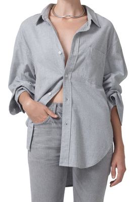 Citizens of Humanity Kayla Oversize Button-Up Shirt in Whisper Grey