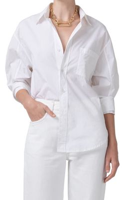 Citizens of Humanity Kayla Oversize Poplin Button-Up Shirt in Optic White