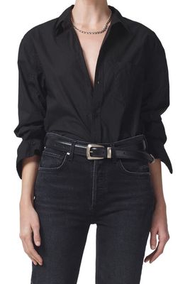 Citizens of Humanity Kayla Shrunken Poplin Button-Up Shirt in Black