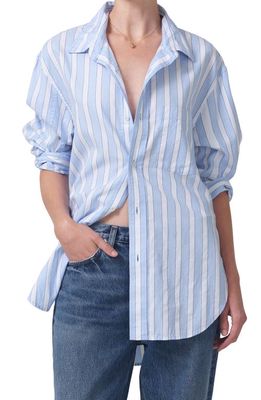 Citizens of Humanity Kayla Stripe Oversize Poplin Button-Up Shirt in Gneve Strip