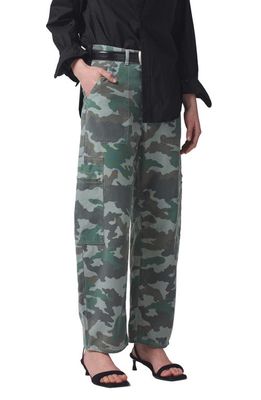Citizens of Humanity Marcelle Camo Print Low Rise Barrel Cargo Pants in Incognito
