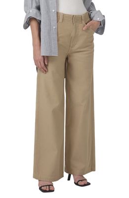 Citizens of Humanity Paloma High Waist Wide Leg Twill Utility Trousers in Khaki Classic