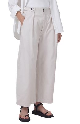 Citizens of Humanity Payton Super High Waist Crop Wide Leg Utility Trousers in Oysterette