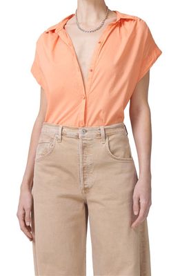 Citizens of Humanity Penny Short Sleeve Button-Up Shirt in Papaya