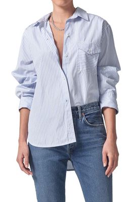 Citizens of Humanity Shay Stripe Cotton Button-Up Shirt in Mashu Stripe