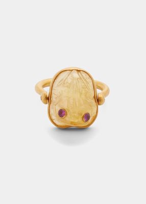 Citrine and Ruby Frog Ring
