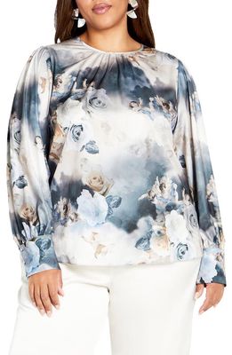 City Chic Aaliyah Print Top in Ethereal Rose