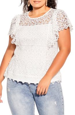 City Chic Adore Lace Blouse in Ivory