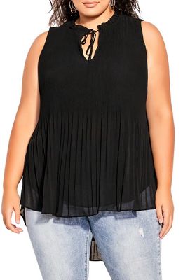 City Chic Adore Pleated Blouse in Black