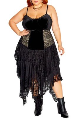 City Chic Alexia Velvet & Lace Camisole in Black