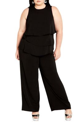 City Chic Alexis Sleeveless Wide Leg Jumpsuit in Black