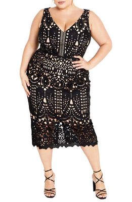 City Chic All Class Lace Overlay Sheath Dress in Black