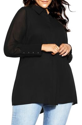 City Chic Amelia Long Sleeve Tunic in Black