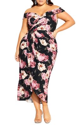 City Chic Angelica Floral Off the Shoulder Dress in Charlotte Floral