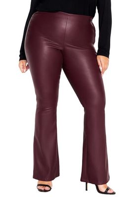 City Chic Aria Faux Leather Bootcut Pants in Oxblood