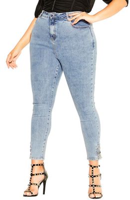 City Chic Asha Outlaw Ankle Crop Skinny Jeans in Light Wash