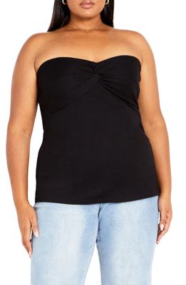 City Chic Asher Strapless Rib Top in Black