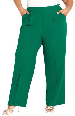 City Chic Audrie Pleated Pants in Green