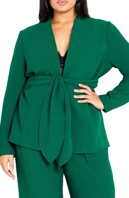 City Chic Audrie Tie Belt Jacket in Green